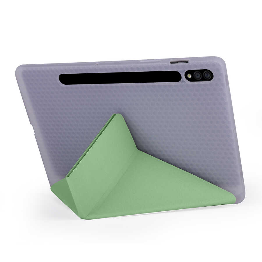 Samsung Galaxy Tab S7 T870 Uyumlu Kılıf Zore Tri Folding Kalem Bölmeli Standlı Kılıf - 4
