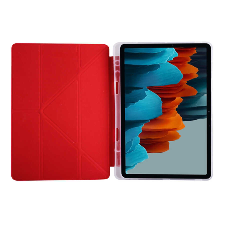 Samsung Galaxy Tab S7 Plus T970 Uyumlu Kılıf Zore Tri Folding Kalem Bölmeli Standlı Kılıf - 2