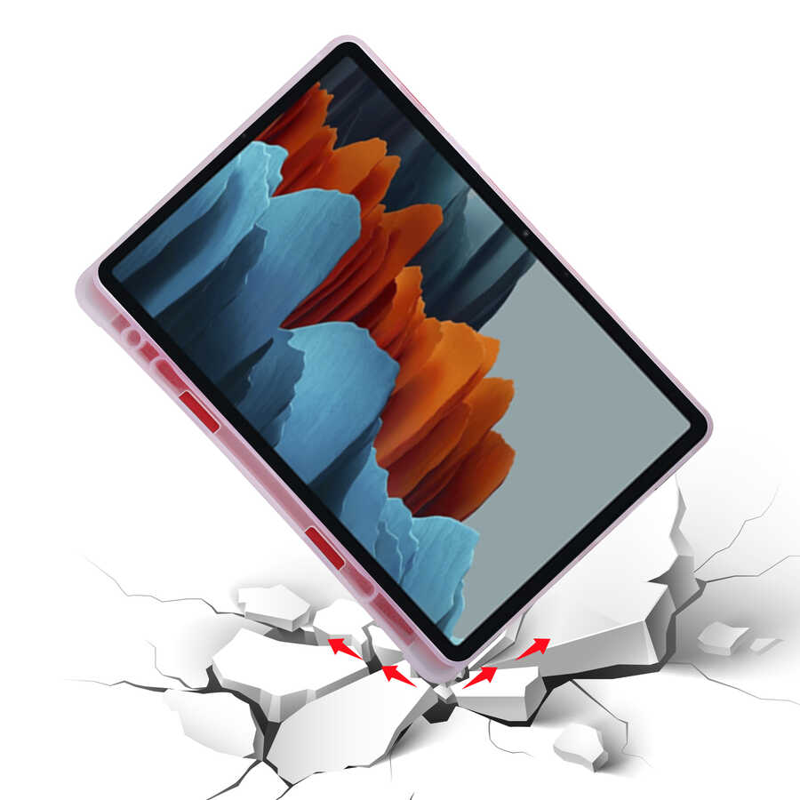 Samsung Galaxy Tab S7 Plus T970 Uyumlu Kılıf Zore Tri Folding Kalem Bölmeli Standlı Kılıf - 3