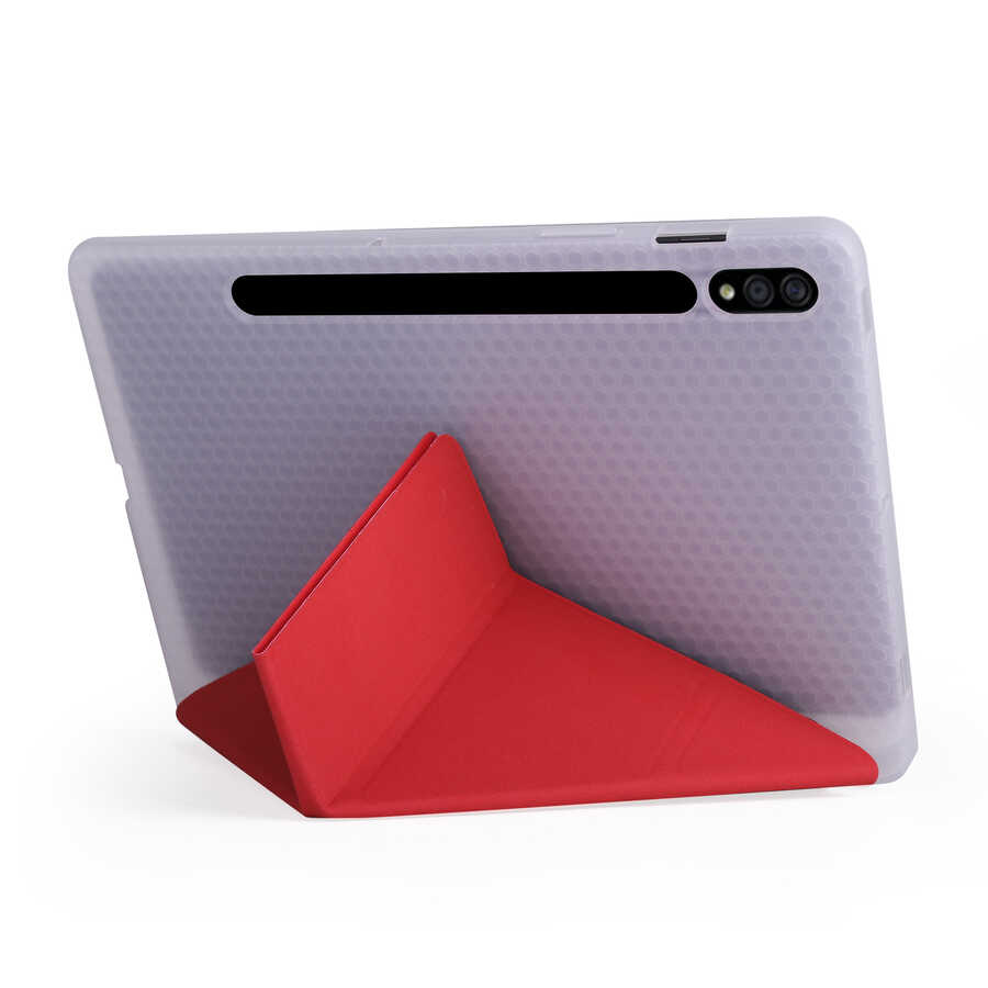 Samsung Galaxy Tab S7 Plus T970 Uyumlu Kılıf Zore Tri Folding Kalem Bölmeli Standlı Kılıf - 4