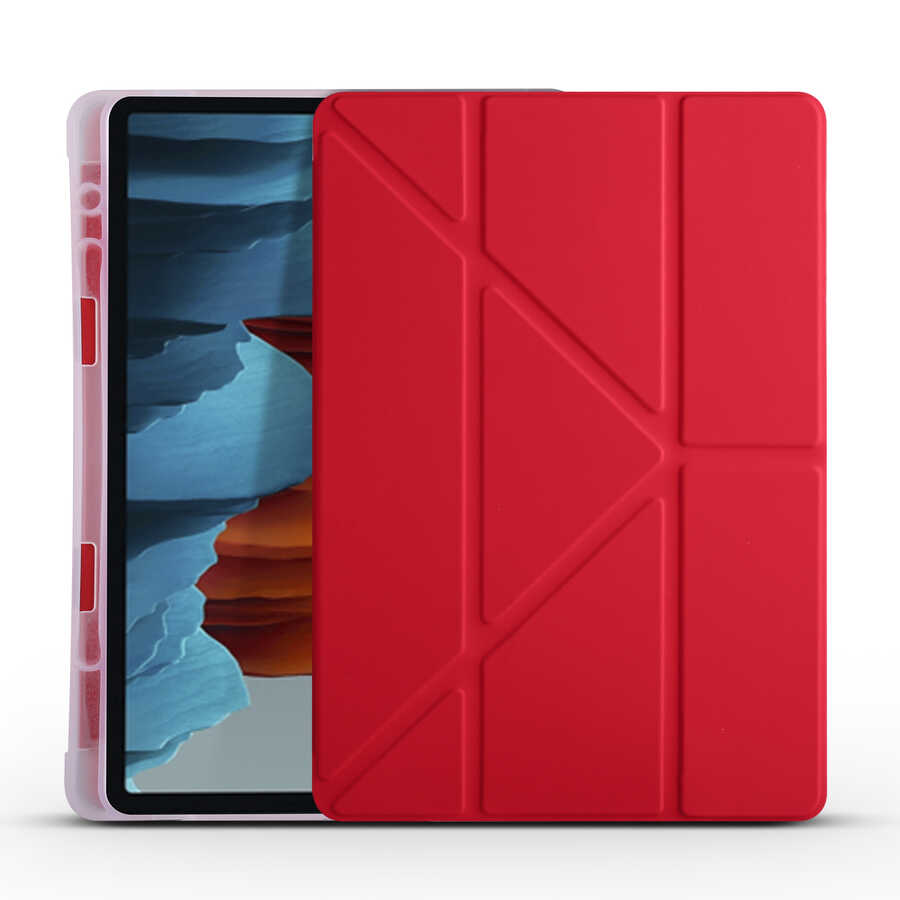 Samsung Galaxy Tab S7 Plus T970 Uyumlu Kılıf Zore Tri Folding Kalem Bölmeli Standlı Kılıf - 5