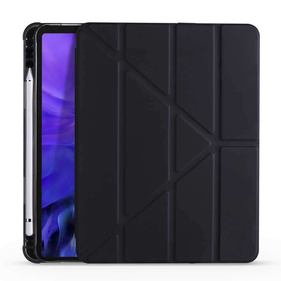 Apple iPad Pro 12.9 2020 (4.Nesil) Uyumlu Kılıf Zore Tri Folding Kalem Bölmeli Standlı Kılıf - 1