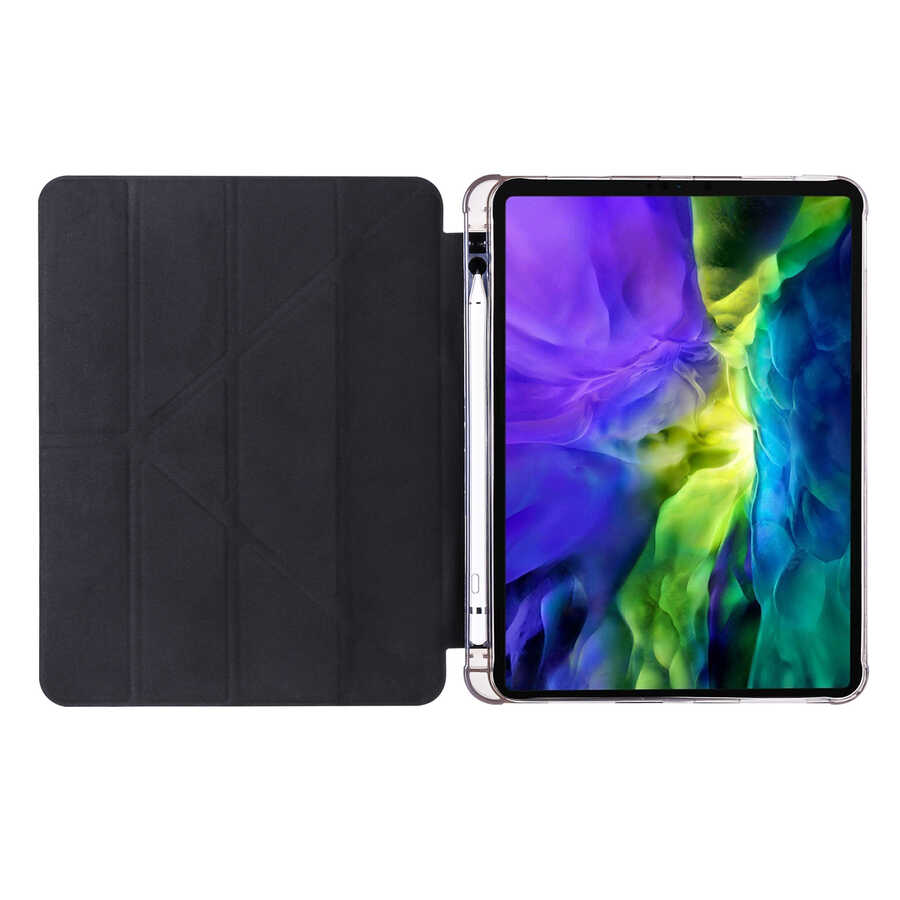 Apple iPad Pro 12.9 2020 (4.Nesil) Uyumlu Kılıf Zore Tri Folding Kalem Bölmeli Standlı Kılıf - 4