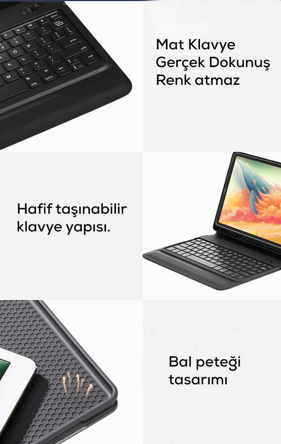 Apple iPad Pro 11 2020 (2.Nesil) Uyumlu Wiwu Keyboard Folio Kablosuz Klavyeli Kılıf - 7