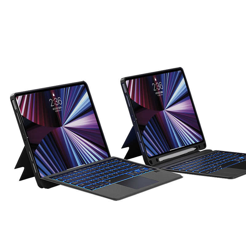 Apple iPad Pro 12.9 2021 Uyumlu (5.Nesil) Wiwu Mag Touch Klavyeli Standlı Kılıf - 3
