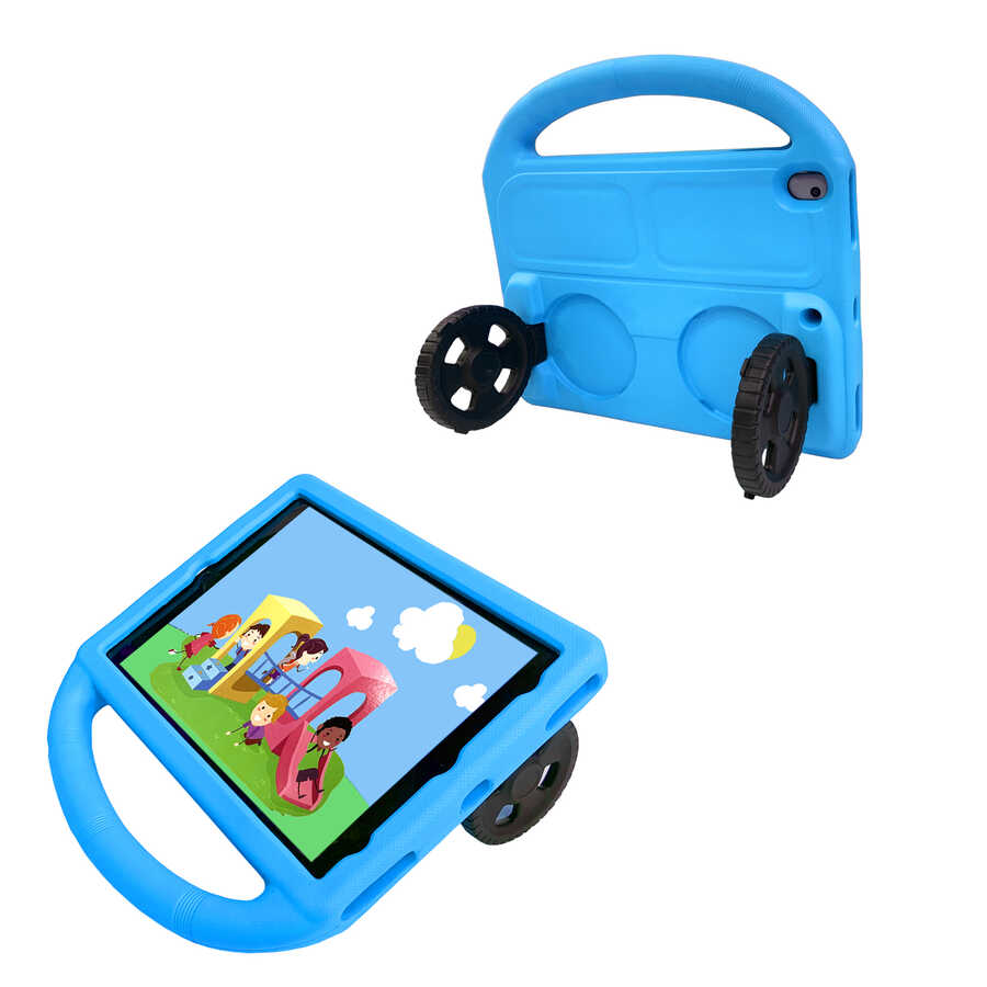 Apple iPad Pro 10.5 (7.Nesil) Uyumlu Zore Wheel Car Tekerlek Standlı Tablet Eva Silikon Kılıf - 4
