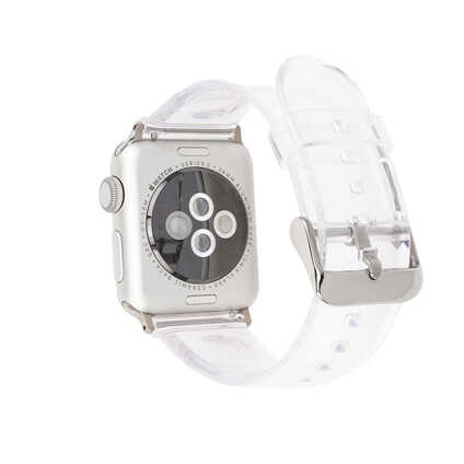 ​​​Apple Watch 38mm Uyumlu Kordon Silikon Şeffaf Transparan Esnek KRD-13 Kayış 
