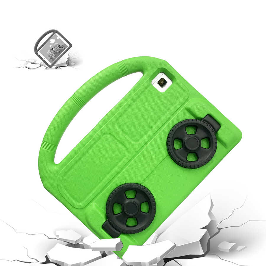 Samsung Galaxy Tab A7 10.4 T500 2020 Uyumlu Zore Wheel Car Tekerlek Standlı Tablet Eva Silikon Kılıf - 5