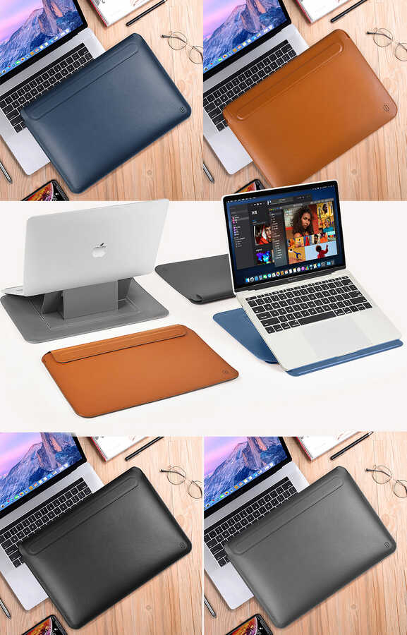 Apple Macbook 16.2' 2021 Uyumlu Wiwu Macbook Skin Pro Portable Stand Kılıf - 4