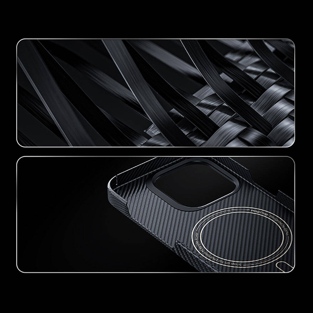 Apple iPhone 14 Pro Max Uyumlu Magsafe Şarj Özellikli Karbon Fiber Benks Montage ArmorAir Kevlar Kapak - 15