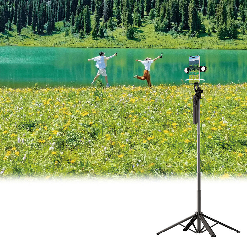 Wiwu Wi-SE012 Canlı Yayın Dolgu Işıklı Teleskopik Tripod ve Selfie Çubuğu - 4