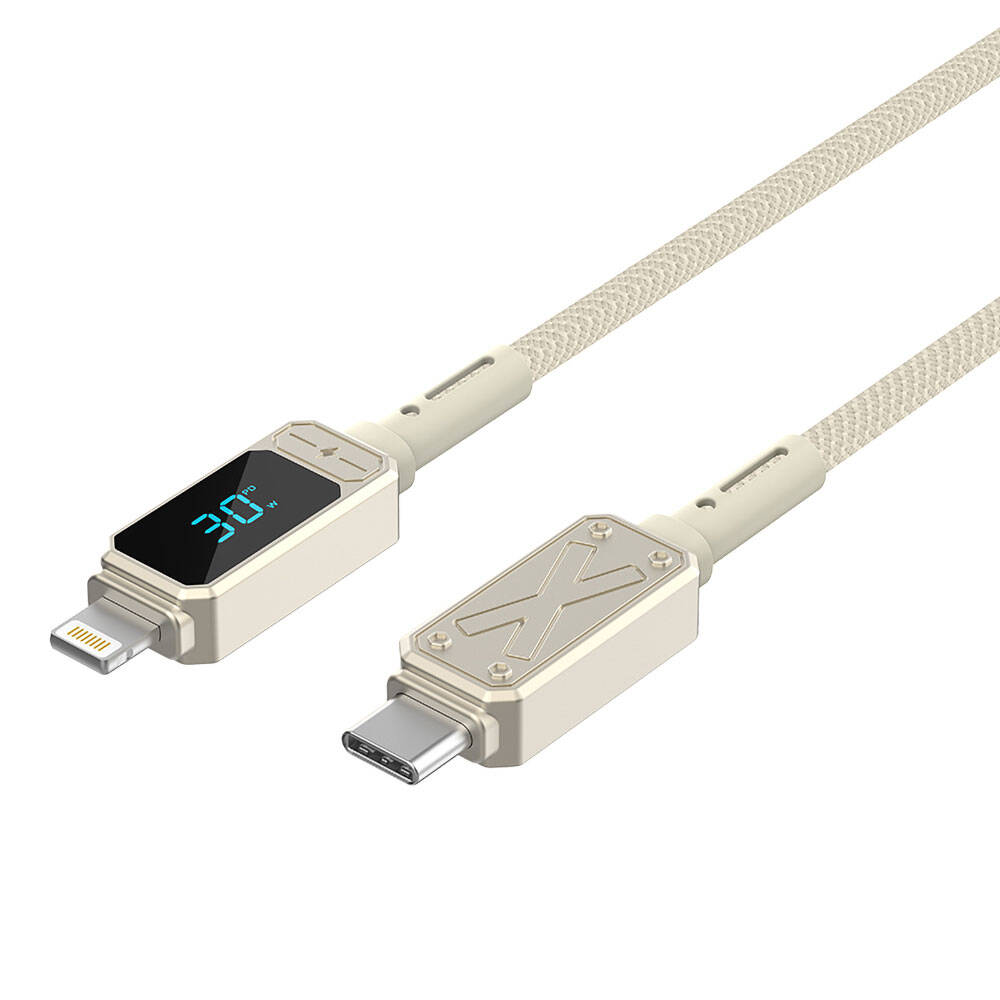 Wiwu Wi-C038 Titan Serisi Lightning to Type-C PD 30W LED Dijital Göstergeli Şarj ve Data Kablosu 1.2M - 1
