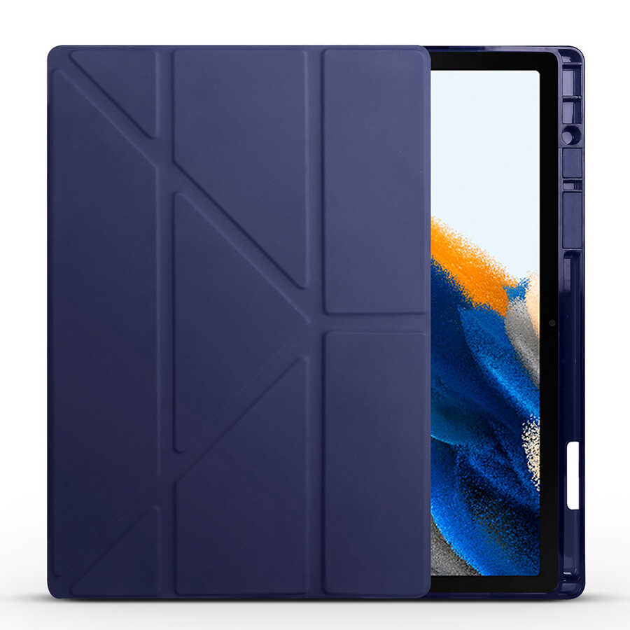 Samsung Galaxy Tab A8 10.5 SM-X200 Uyumlu (2021) Kılıf Zore Tri Folding Kalem Bölmeli Standlı Kılıf - 1