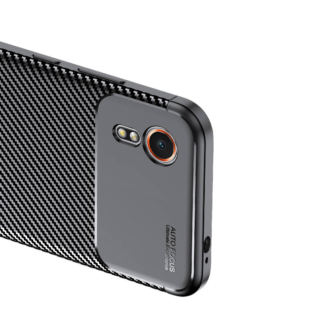 Samsung Galaxy Xcover 7 Kılıf Uyumlu Kılıf Silikon Karbon Tasarımlı Esnek Zore Negro Kapak