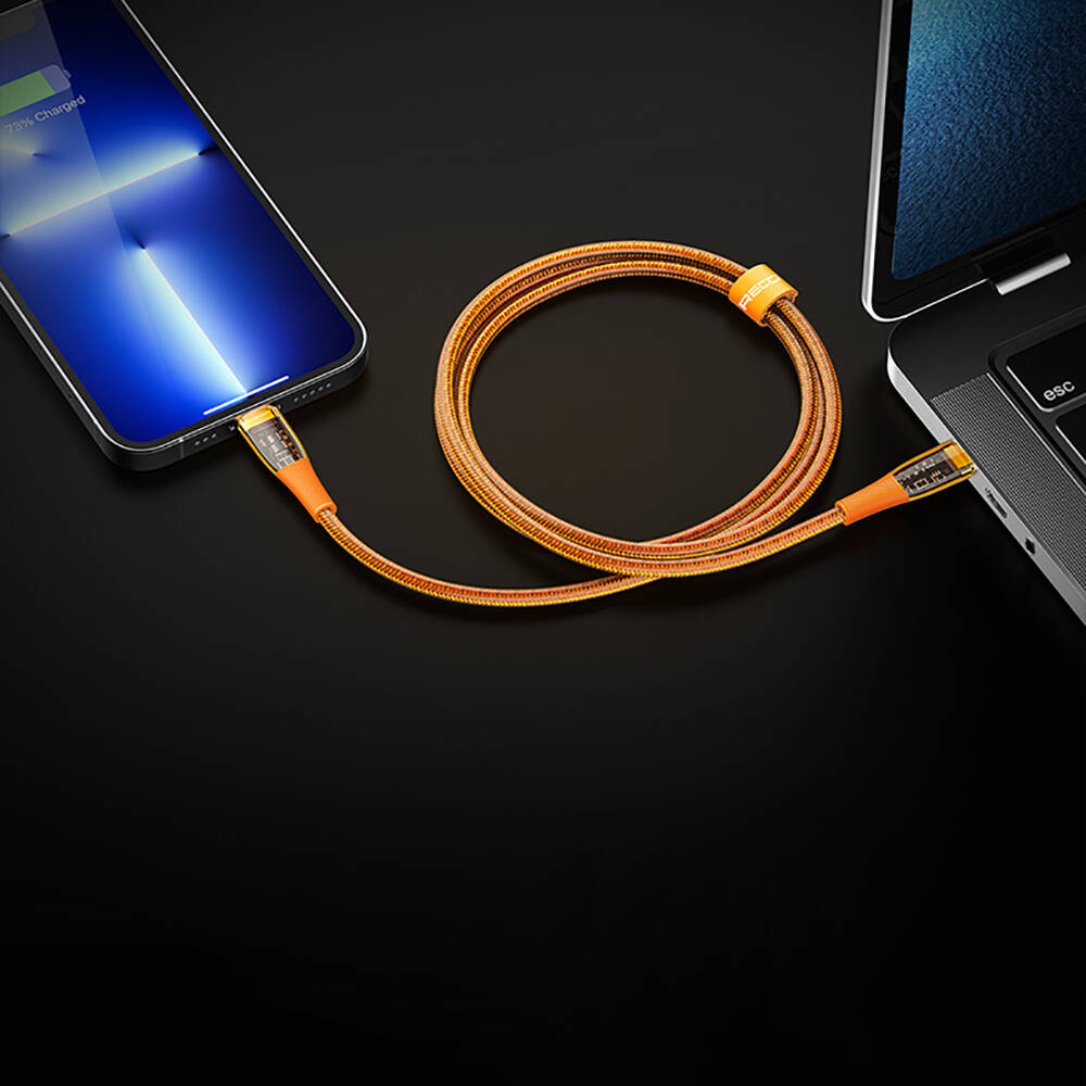 Recci RTC-P19CC Amber Serisi Type-C to Type-C PD 100W Şeffaf Tasarım Şarj ve Data Kablosu 1.5M - 6