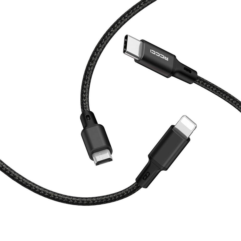 Recci RCS-D120 Fast Wind Serisi 3in1 USB-A to Lightning – Type-C – Micro Şarj ve Data Kablosu 1.2M - 2