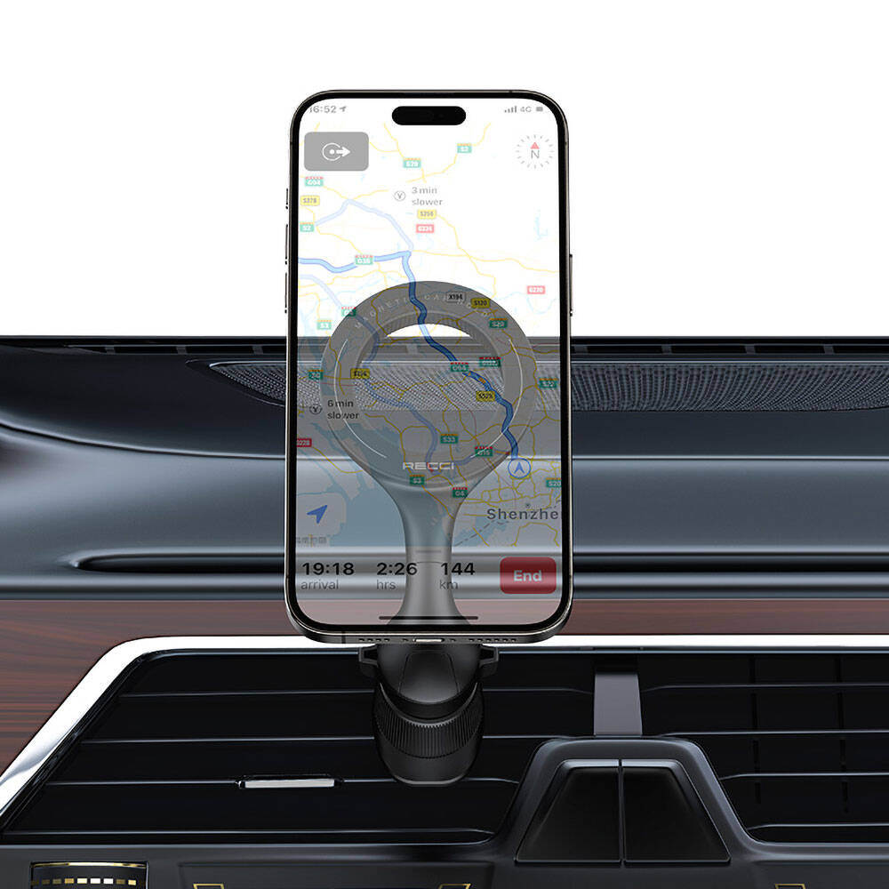 Recci RHO-C42 Magsafe Magnetik 360° Dönebilen Havalandırma Tasarım Araç Telefon Tutucu - 3