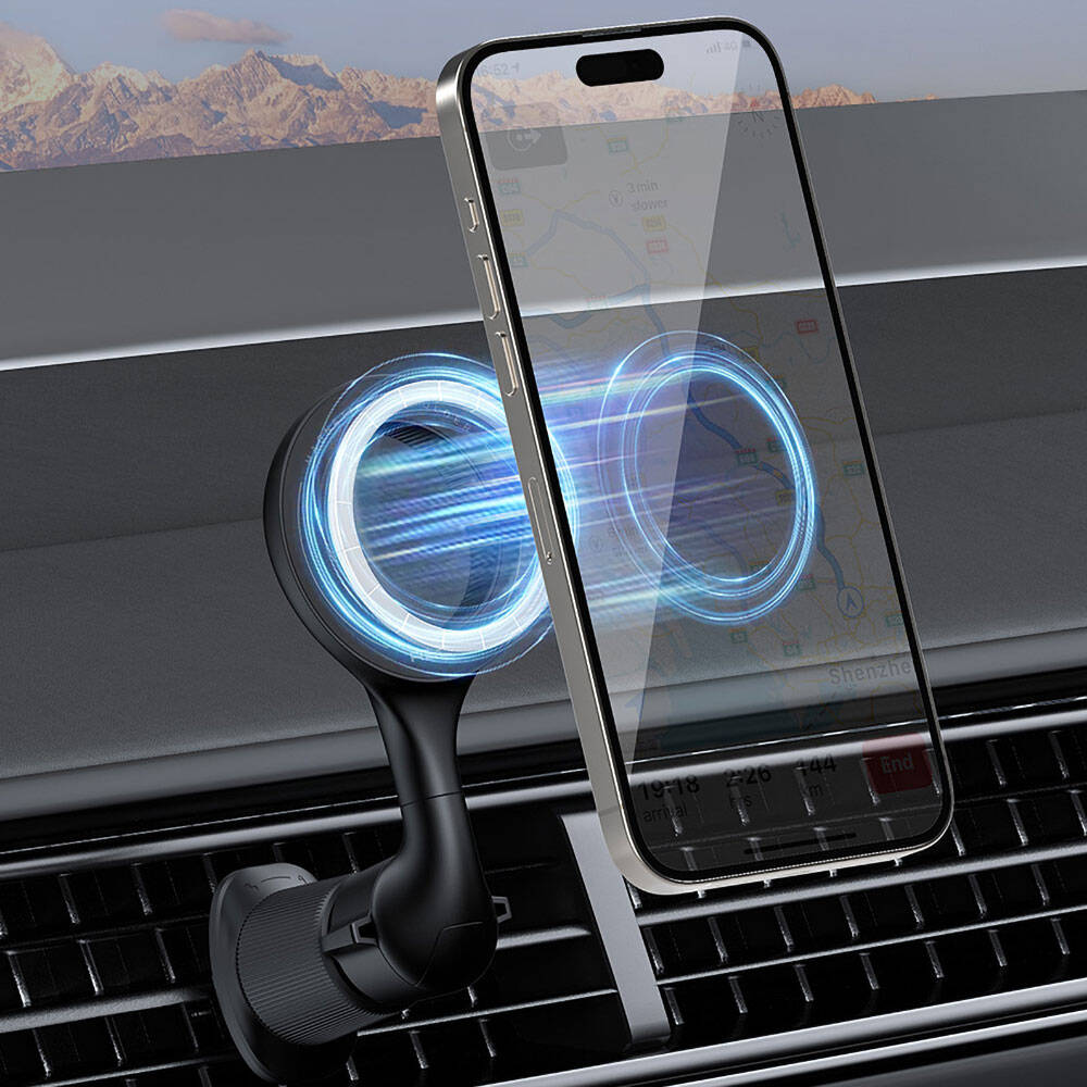Recci RHO-C42 Magsafe Magnetik 360° Dönebilen Havalandırma Tasarım Araç Telefon Tutucu - 7