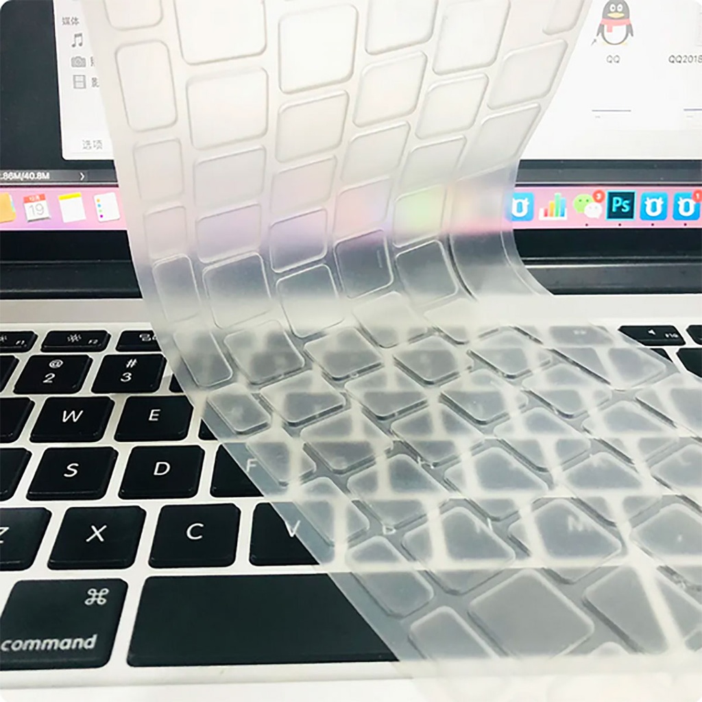 Apple Macbook 13' Pro Touch Bar A1706 Uyumlu Zore Klavye Koruyucu Transparan Buzlu Silikon Ped - 1