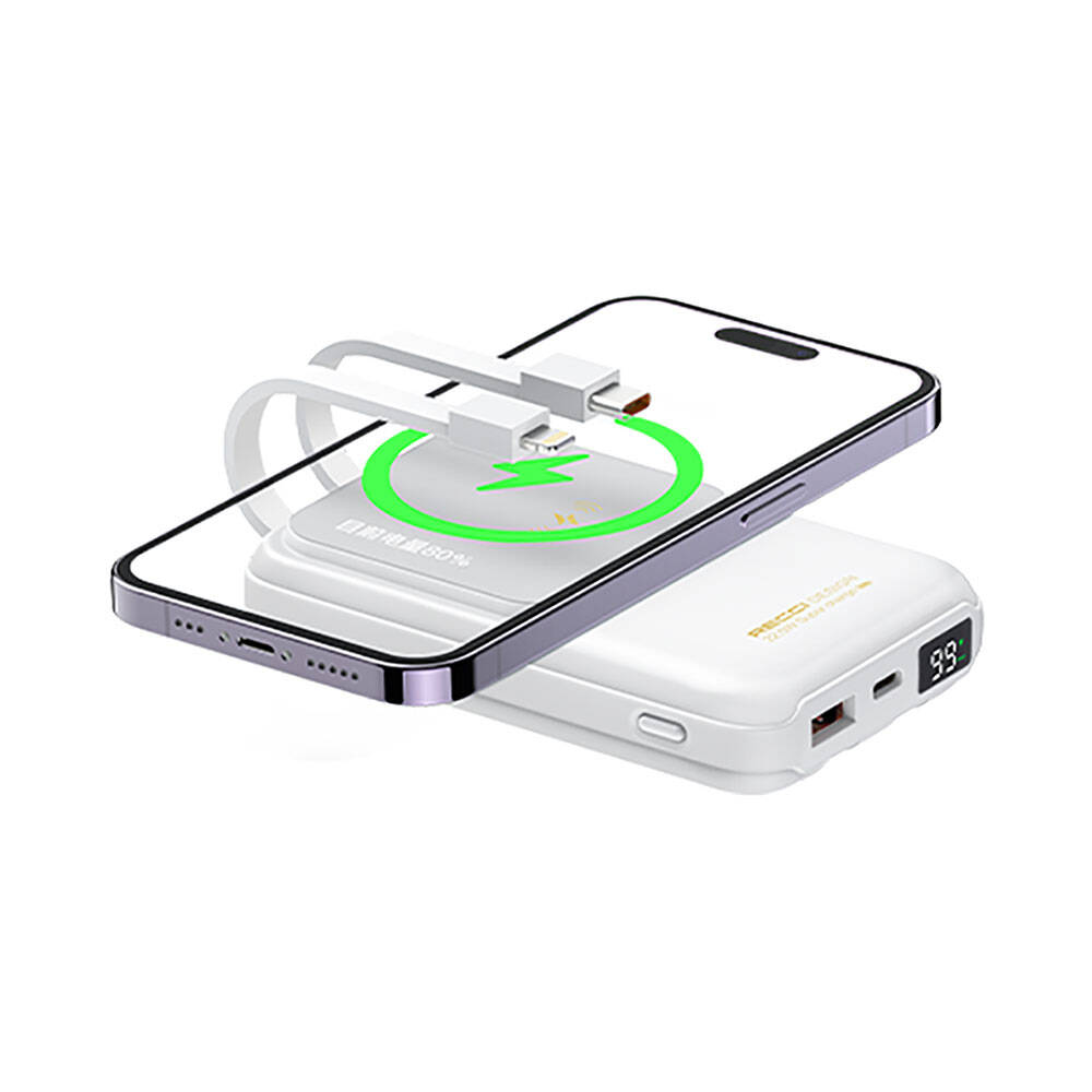 Recci RPB-W10 Polaris Serisi Çift Kablolu LED Dijital Göstergeli Wireless Powerbank 15W 10000mAh - 2