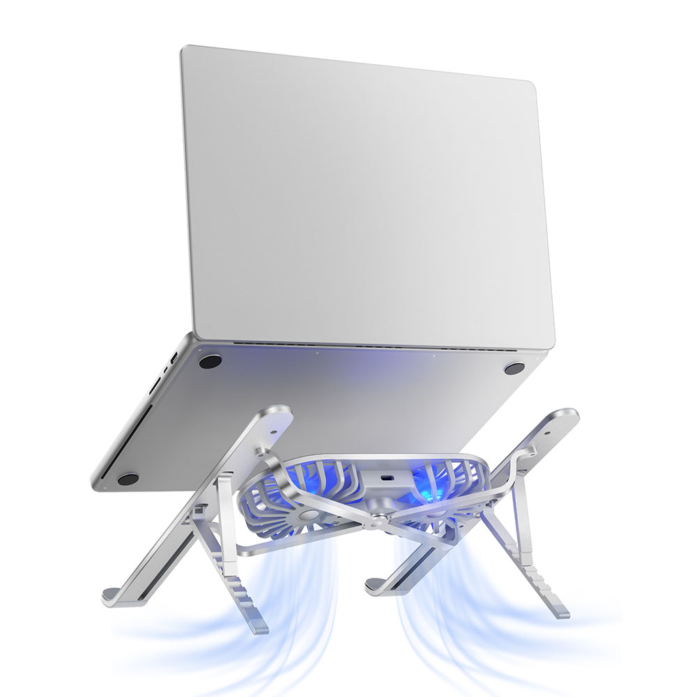 Wiwu S400 Pro Çift Fanlı Işıklı Katlanabilir Ayarlanabilir Laptop Standı 5W 3000RPM - 5