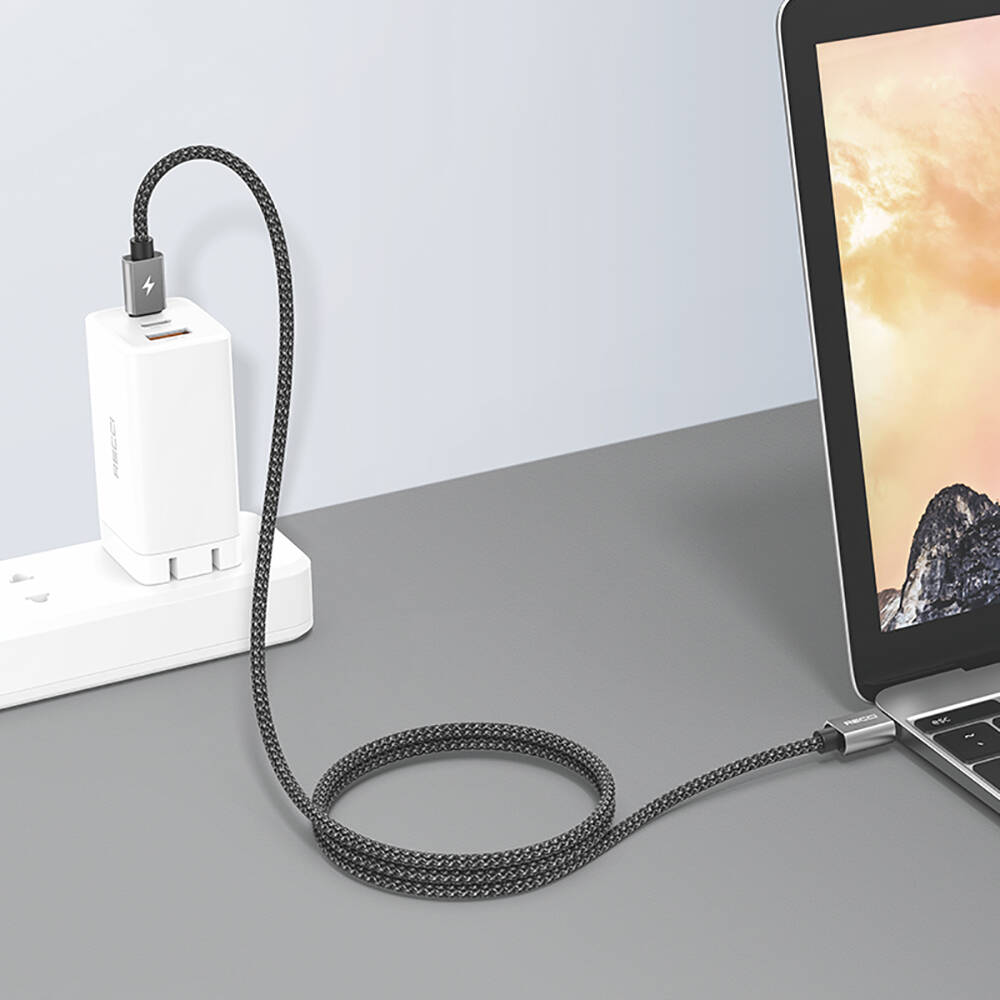 Recci RTC-P08CC Type-C to Type-C PD 100W 5A Hızlı Şarj Naylon Örgü Tasarım Şarj ve Data Kablosu 1.5M - 3