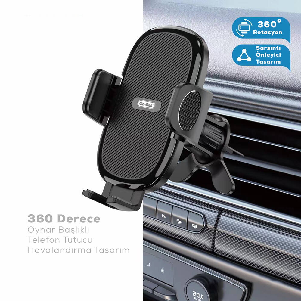 Go Des GD-HD936 360° Dönebilen ve Uzayan Başlıklı Araç Telefon Tutucu - 11
