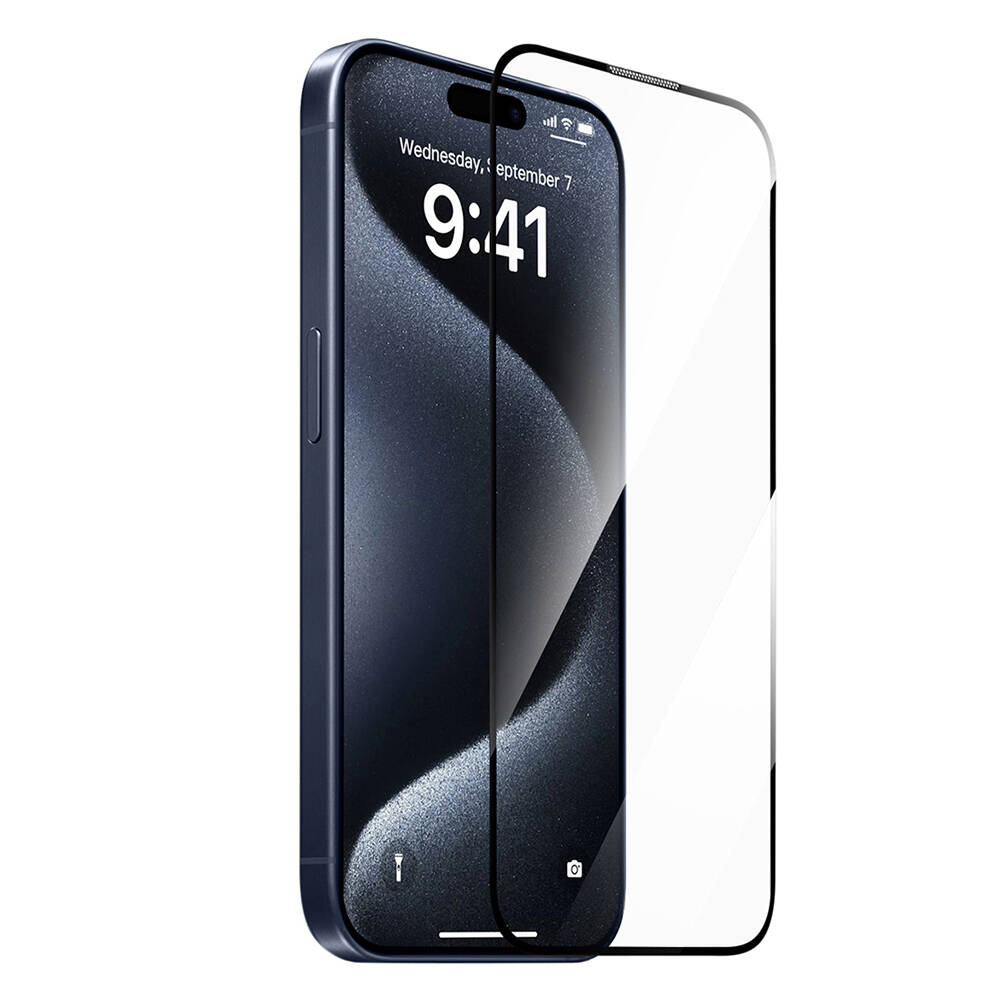 Apple iPhone 15 Pro Max Uyumlu Wiwu SQ-008 Oleofobik Easy Install Darbeye Karşı Dayanıklı Temperli Cam Ekran Koruyucu + Kolay Uygulama Aparatlı - 4