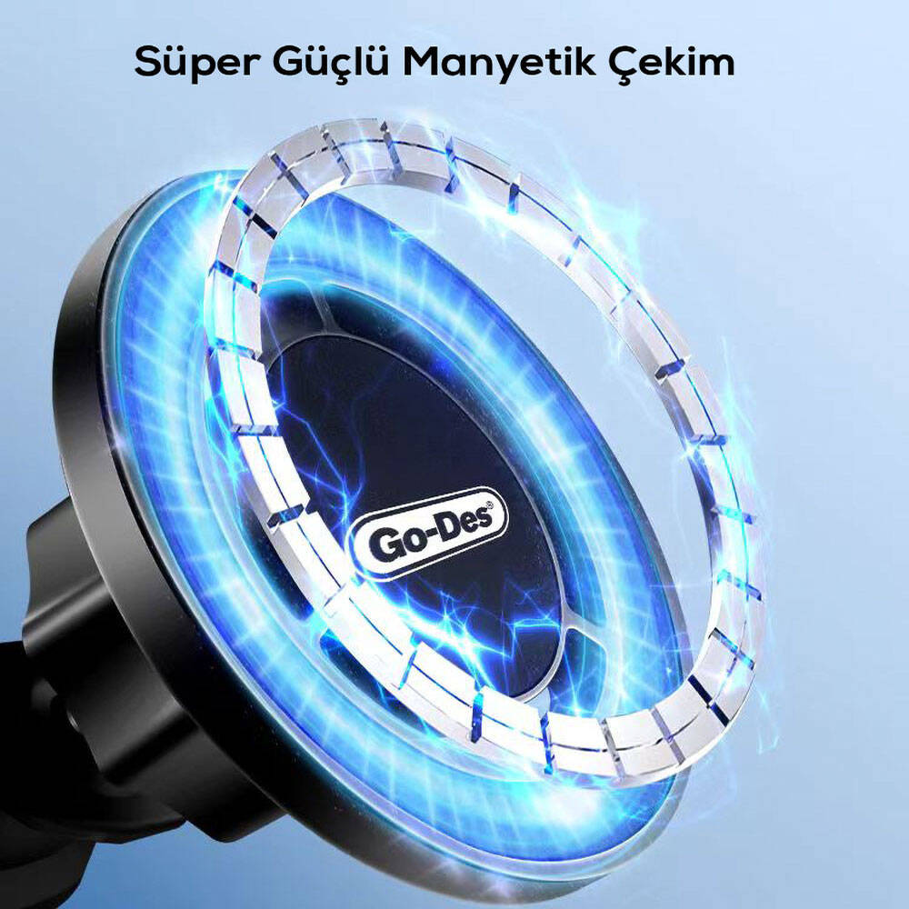 Go Des GD-HD911 Magsafe Magnetik Özellikli 360° Dönebilen Havalandırma ve Düz Zemin Telefon Tutucu - 1