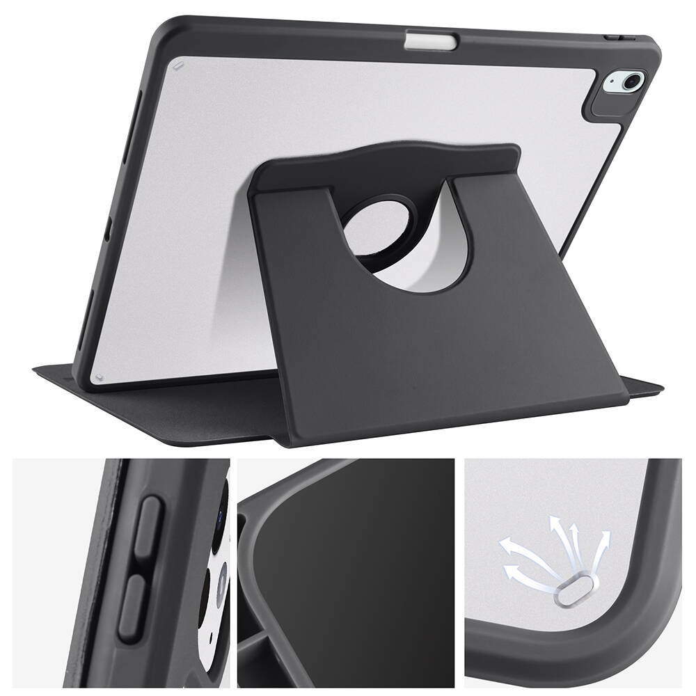 Apple iPad Pro 12.9 2022 M2 Uyumlu Kılıf Zore Termik Kalem Bölmeli Dönebilen Standlı Kılıf - 7