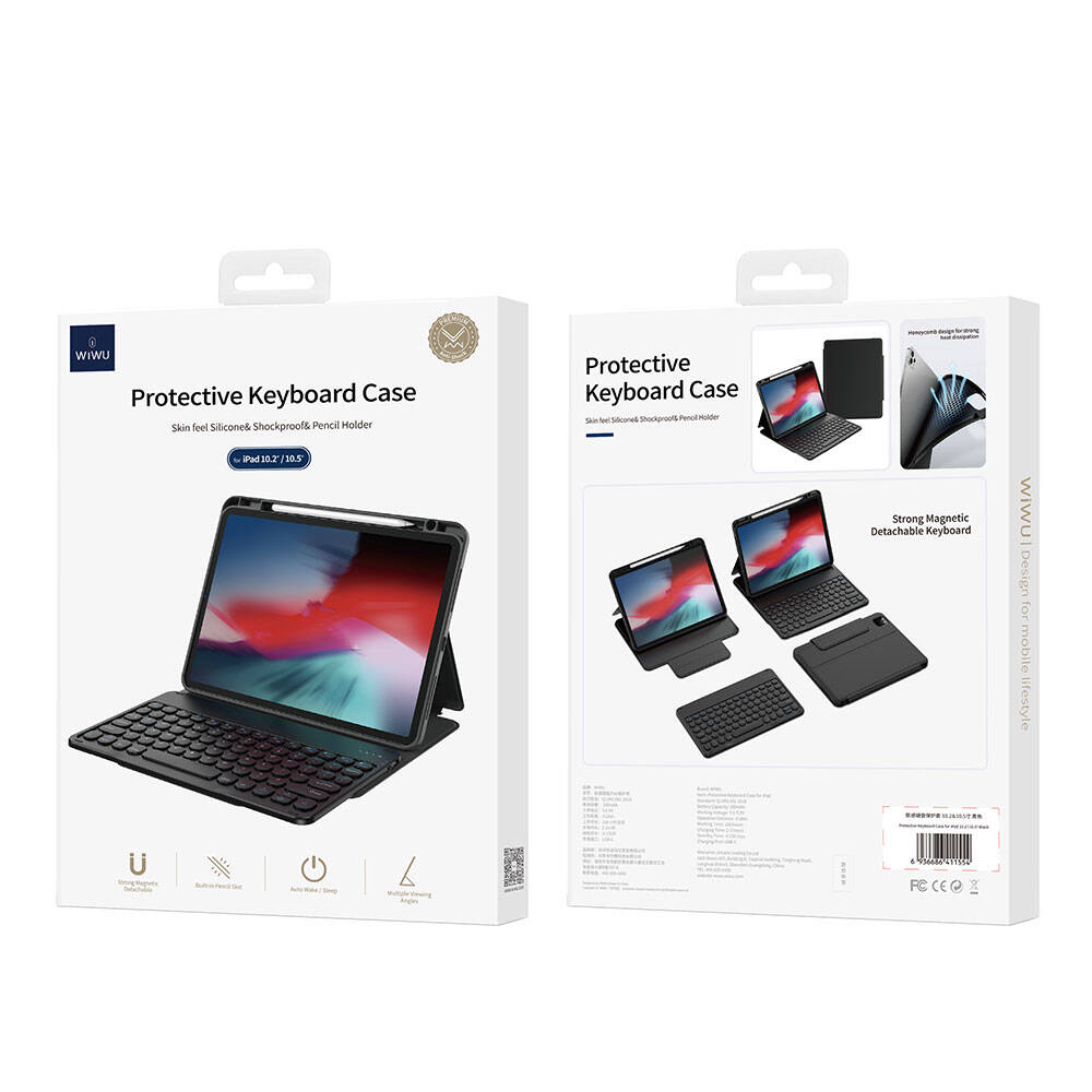 Apple iPad Air 10.9 2020 (4.Nesil) Uyumlu Wiwu Protective Gizli Kalem Bölmeli Klavyeli Kılıf - 2