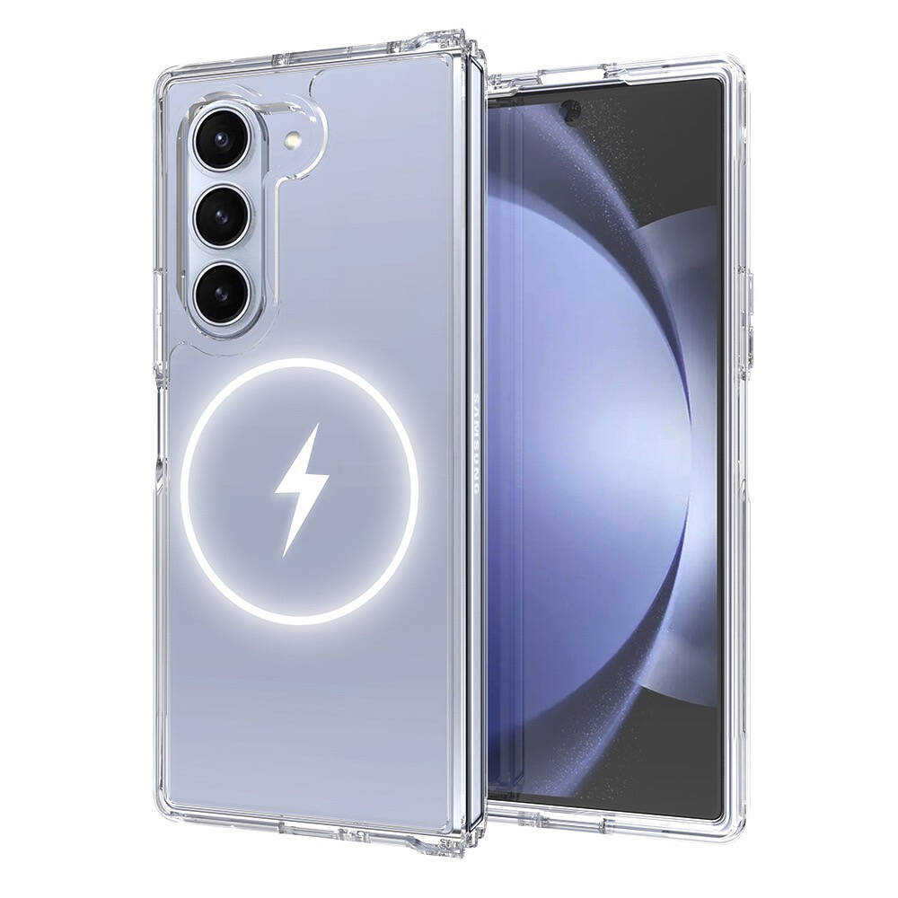 Samsung Galaxy Z Fold 6 Uyumlu Kılıf Magsafe Şarj Özellikli Şeffaf Sert PC Zore Embos Kapak - 2