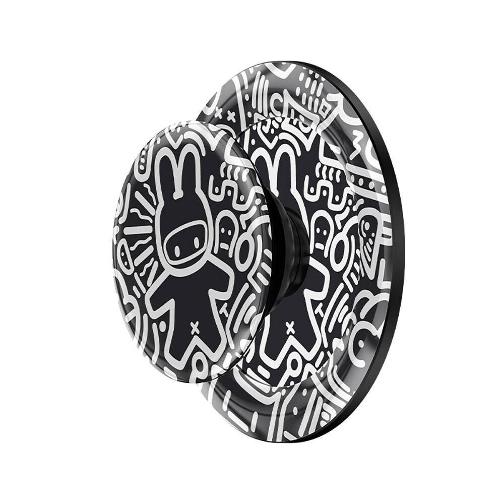 Benks Black and White Bunny Tasarımlı Magnetik Pop Soket Stand - 1