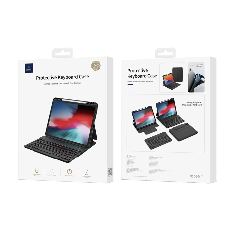 Apple iPad Pro 12.9 2020 (4.Nesil) Uyumlu Wiwu Protective Gizli Kalem Bölmeli Klavyeli Kılıf - 9