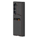 Samsung Galaxy Z Fold 6 Uyumlu Kılıf Karbon Fiber Kartlıklı Zore Kıpta Dik Açılan Kartlıklı Kapak - 1