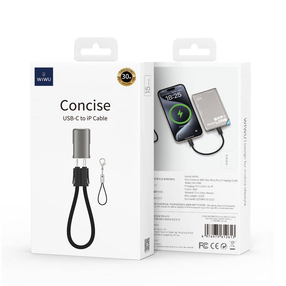 Wiwu Wi-C040 Concise Serisi Type-C to Lightning Hızlı Şarj Özellikli Data ve Şarj Kablosu 30W 15cm - 4
