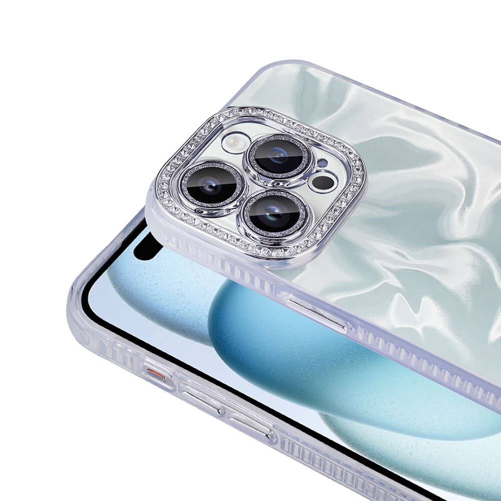 Apple iPhone 15 Pro Uyumlu Kılıf Airbagli Parlak Taş Detay Tasarımlı Zore Esila Kapak - 3