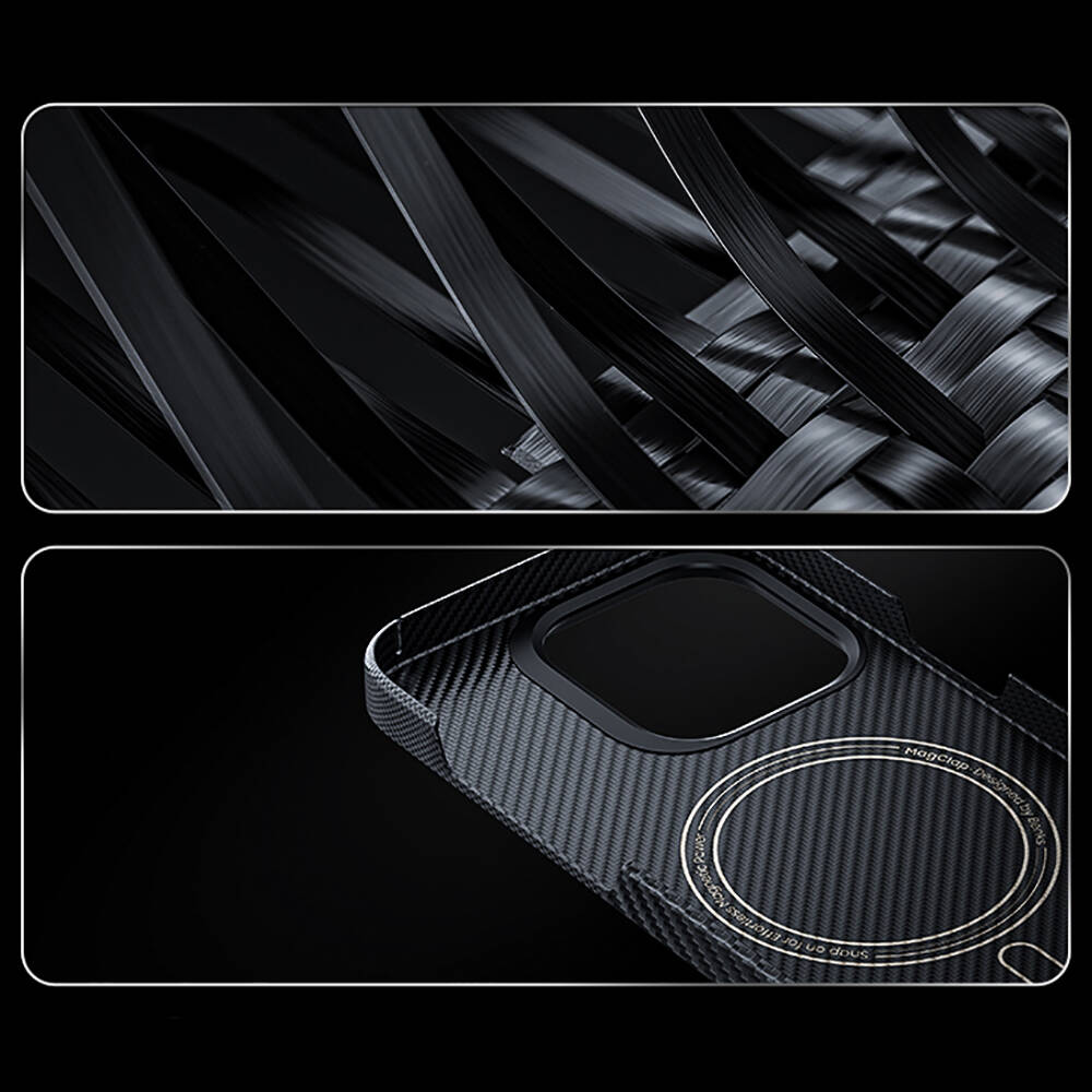 Apple iPhone 14 Pro Uyumlu Kılıf Magsafe Şarj Özellikli Karbon Fiber Benks Montage ArmorAir Kevlar Kapak - 4