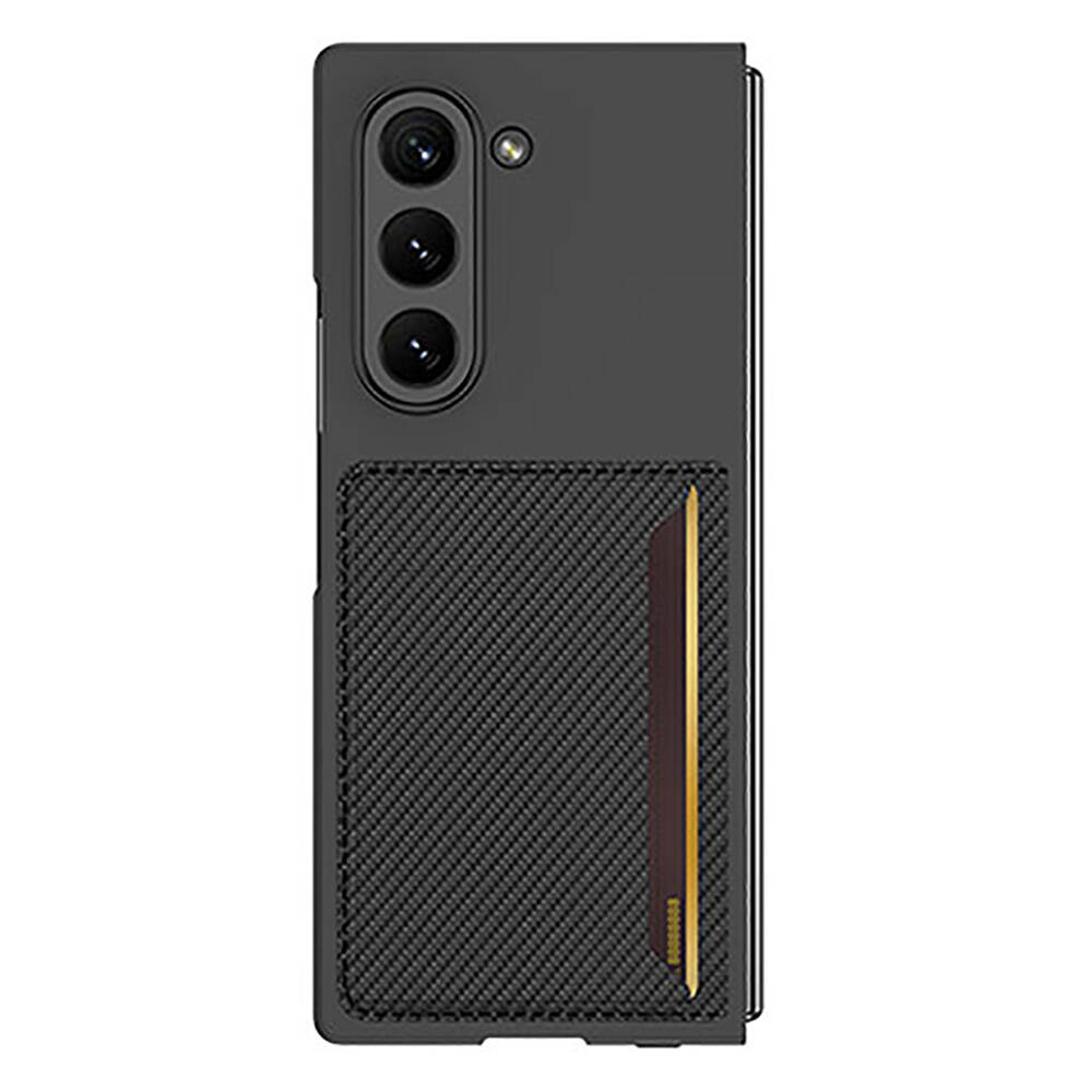 Samsung Galaxy Z Fold 6 Uyumlu Karbonfiber Arka Yüzey Zore Kartlıklı Z-Kart Kıpta Sert Kapak - 1