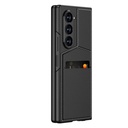Samsung Galaxy Z Fold 6 Uyumlu Kılıf Karbon Fiber Deri Kartlıklı Zore Kıpta Dik Açılan Kartlıklı Kapak - 3