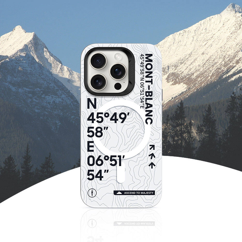 Apple iPhone 14 Pro Max Uyumlu Kılıf Magsafe Şarj Özellikli Koordinat Yazı Desenli Benks Summit Serisi Kapak - 3