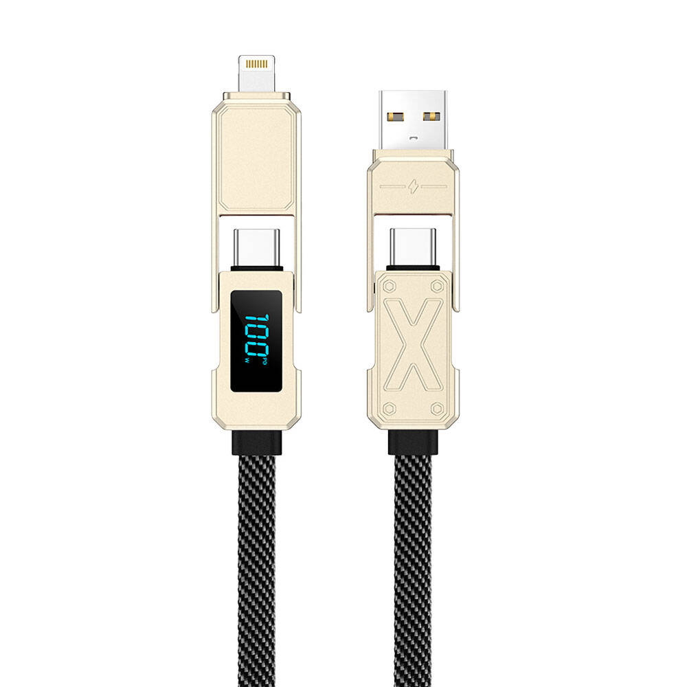 Wiwu Wi-C039 Titan Serisi 4in1 A+C to C+L LED Dijital Göstergeli Şarj ve Data Kablosu 1.5M - 2