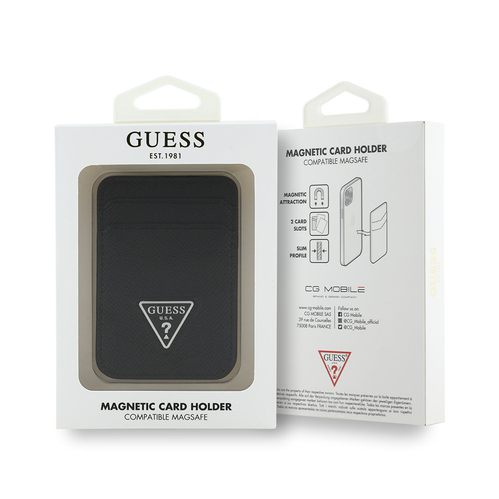 Guess Orjinal Lisanslı 2 Hazneli Üçgen Logolu Deri Magnetik Kartlık - 3