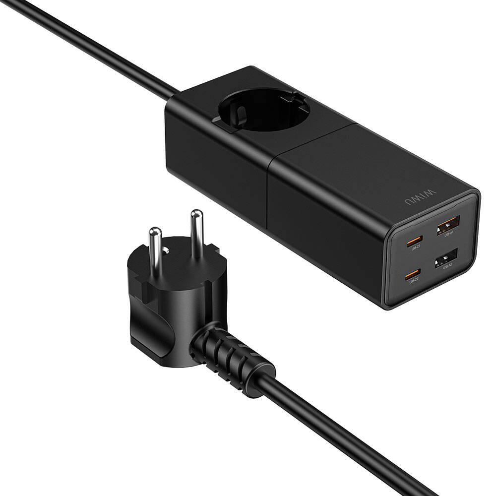 Wiwu Wi-S004 GaN Tech Çift Type-C ve Çift USB-A Girişli Priz 100W 150cm - 3