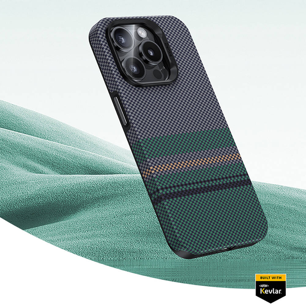 Apple iPhone 15 Pro Uyumlu Kılıf Magsafe Şarj Özellikli Karbon Fiber Tasarımlı Benks Aurora ArmorPro Kevlar Kapak - 12