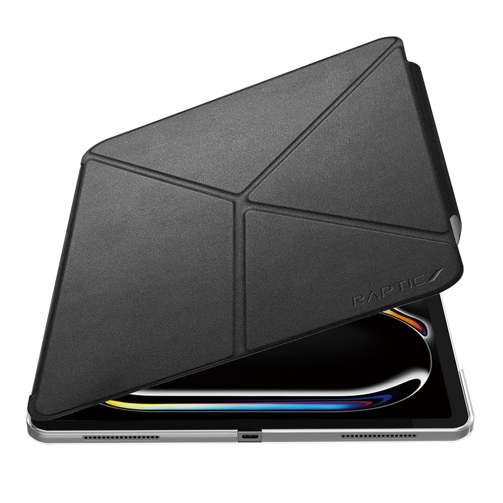 Apple iPad Air 13 2025 M3 Uyumlu Raptic Clear Folio Airbagli Şeffaf Kapaklı Katlanabilir Standlı Kılıf - 4