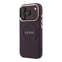 Apple iPhone 18 Pro Kılıf Guess Orjinal Lisanslı M-safe Şarj Özellikli Sıcak Baskılı Yazı Logolu C-Magnet PU Deri Peony Kapak - 1