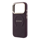 Apple iPhone 18 Pro Kılıf Guess Orjinal Lisanslı M-safe Şarj Özellikli Sıcak Baskılı Yazı Logolu C-Magnet PU Deri Peony Kapak - 5
