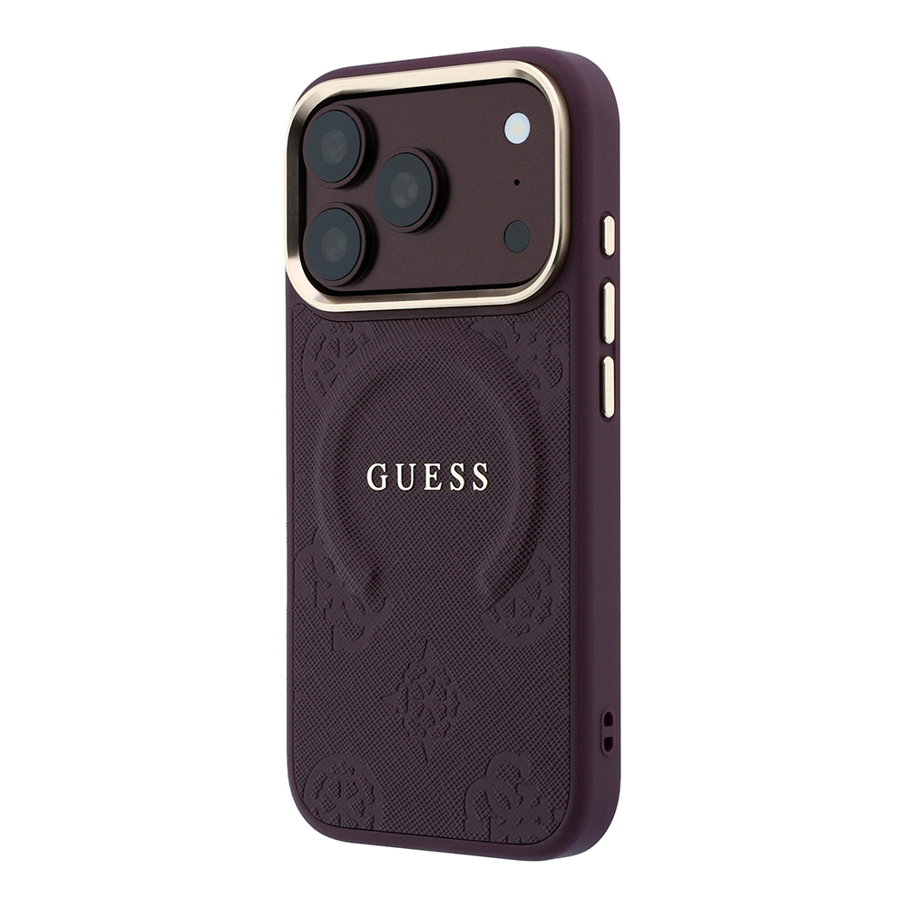 Apple iPhone 18 Pro Max Kılıf Guess Orjinal Lisanslı M-safe Şarj Özellikli Sıcak Baskılı Yazı Logolu C-Magnet PU Deri Peony Kapak - 1