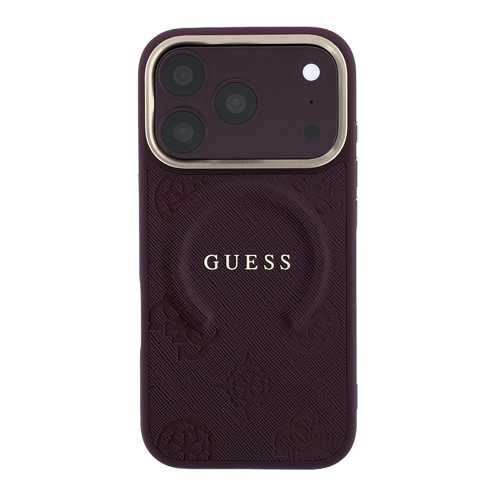 Apple iPhone 18 Pro Max Kılıf Guess Orjinal Lisanslı M-safe Şarj Özellikli Sıcak Baskılı Yazı Logolu C-Magnet PU Deri Peony Kapak - 2